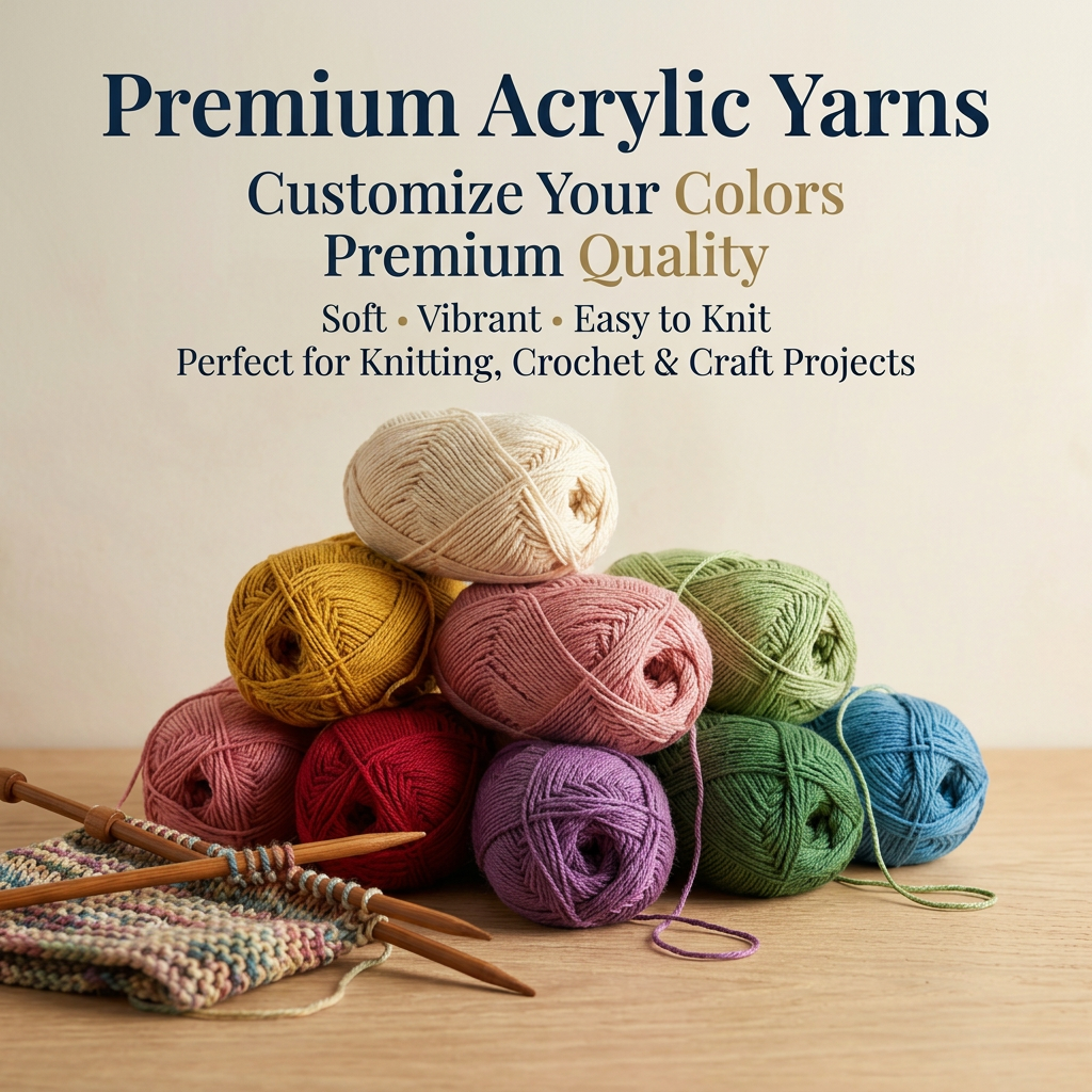 Premium Acrylic Wool Yarn – 45g | Soft, Vibrant & Customizable Colors