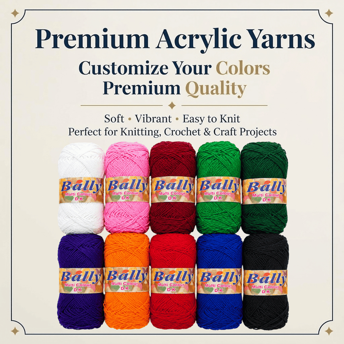 Premium Acrylic Wool Yarn – 45g | Soft, Vibrant & Customizable Colors